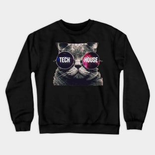 Tech House Rave Cat Crewneck Sweatshirt